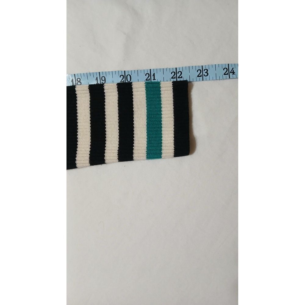 Lauren Ralph Lauren Rib Knit Sweater Women Medium Green Black Stripe Gold Button - Picture 8 of 8